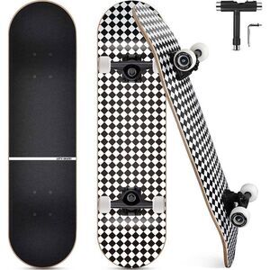 One Funxim Standard Skateboard for Kids 31 x 8 Inch 4 Wheels 7 Layer Maple